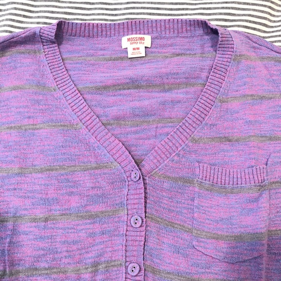 Mossimo Purple Button Pocket Sweater Stretchy - Picture 2 of 8